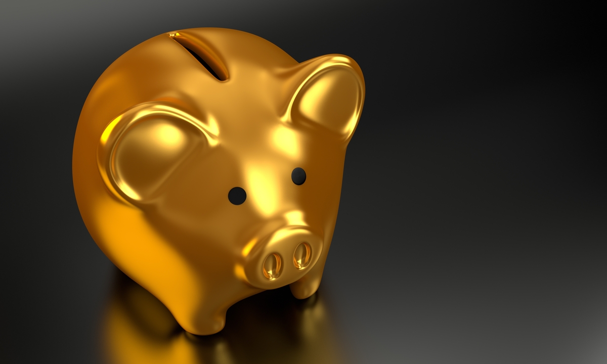 Golden Piggy Bank Isolated Stock Photo - Alamy