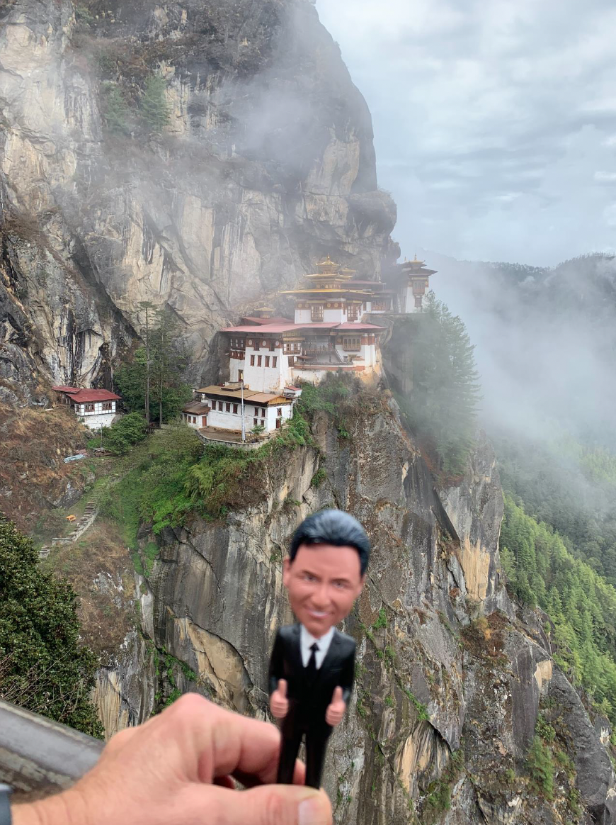 Little Jimmy enjoying the views on his hike to Tiger's Nest Monastery in Paro, Bhutan