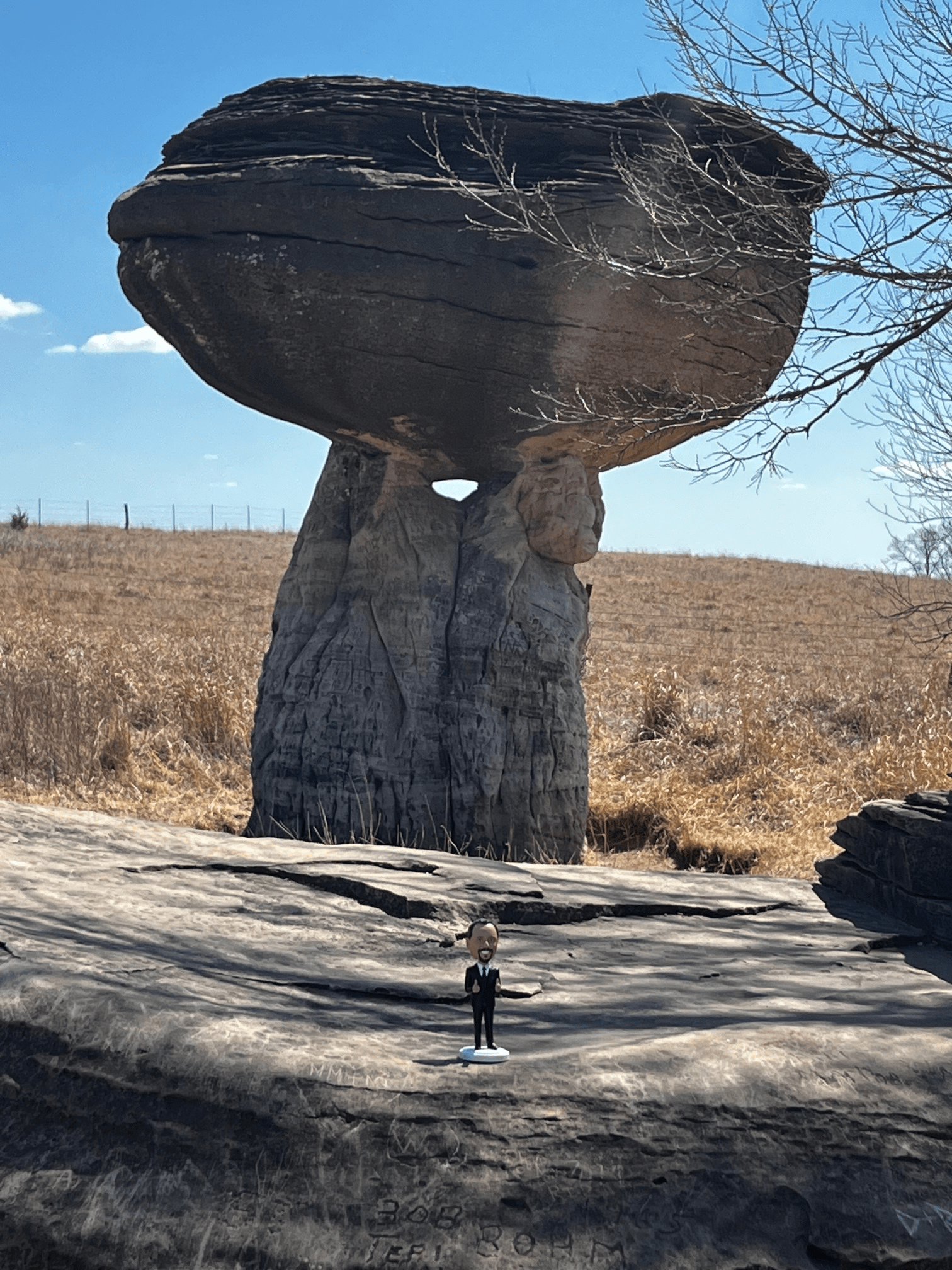 Little Danny visiting Mushroom Rock Sate Park in Kansas