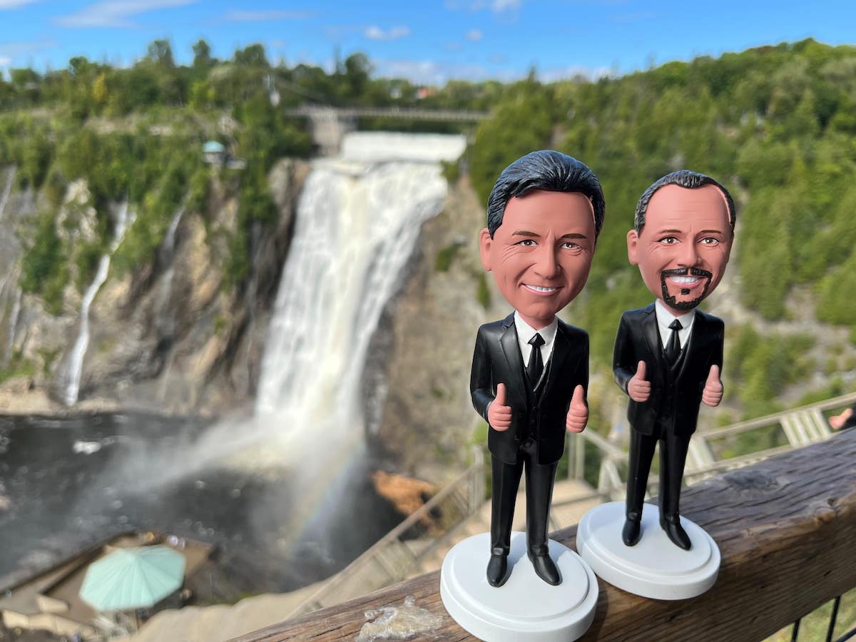 Little Jimmy & Danny visiting Montmorency Falls in Quebec